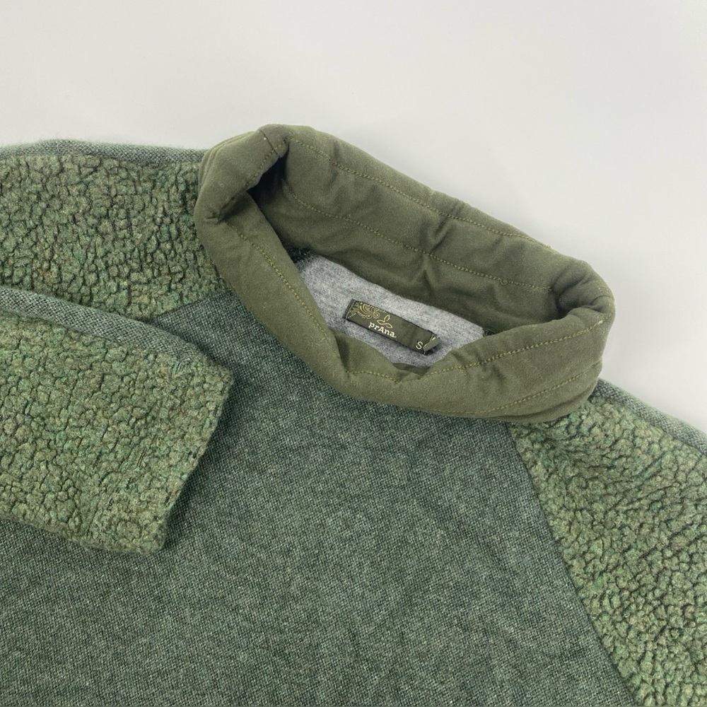prAna Pullover Womens Small Green Frosene Wool Blend Funnel Neck Alpine Boho